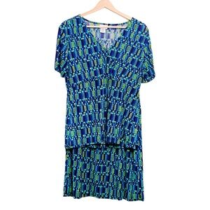 Vintage 80’s Skirt Set 2 Pcs Jaclyn Smith Blue Geometric Print Polyester Medium